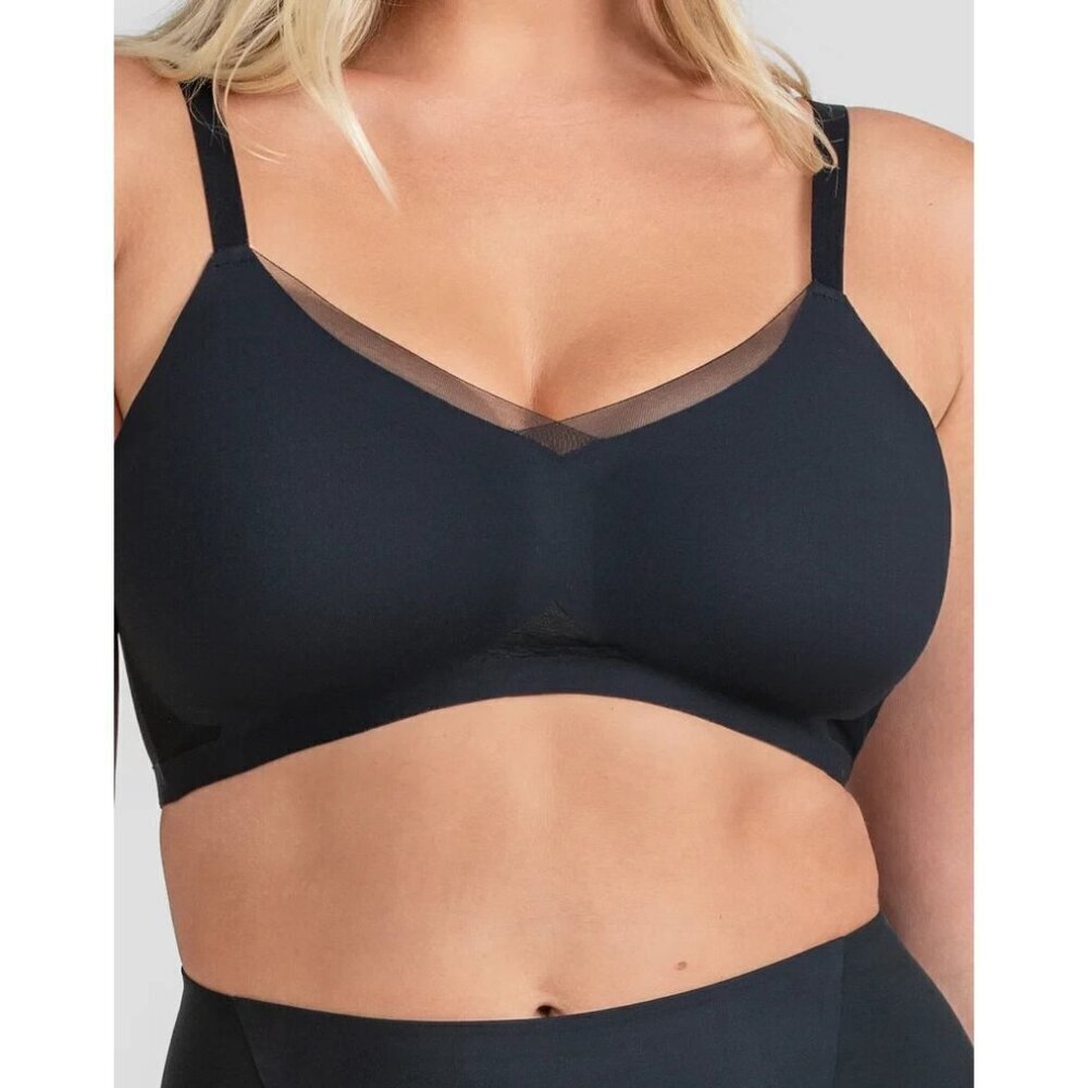 Honeylove Crossover WireFree Lace Bra Removable Pads Black size 1X